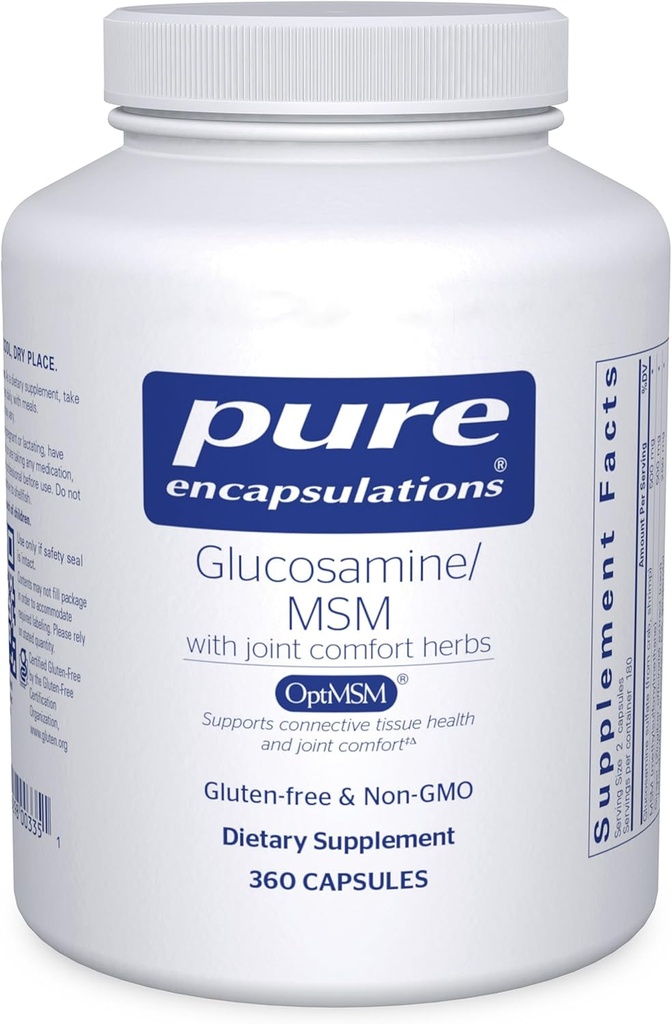 Encapsulations pures Supplément Glucosamine MSM-MSM pour le soutien, la mobilité, le confort, la santé du cartilage et les tissus conjonctifs*