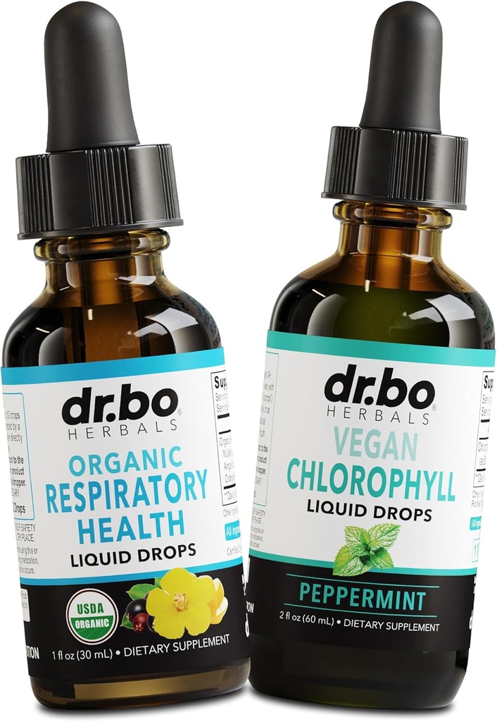 Lung Detox Respiral Health Drops & Chlorophyll Liquid - Suppléments respiratoires organiques Herbal Lung Cleanse Mullein for Lungs Bronchial Support - Chlorophylle Drops Odor Cleanse Déodorant interne