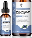 Magnésium Glycinat liquide, supplément complexe de magnésium avec Omega3, L-Theanine et vitamine pour le calme, le soutien du sommeil, le soulagement musculaire, non OGM, Blueberry Flavor, 2 Fl Oz