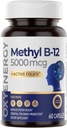 OxyEnergy Méthyl Vitamine B12 5000mcg, supplément de méthylcobalamine B-12 avec folate, support des nerfs, métabolisme énergétique et cognitif,60 capsules