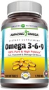 Amazing Omega 3.6.9 Supplement | 1200 Mg | Lemon Flavor | Unique Formula of Flaxseed Oil, Borage Oil, Fatty Acids | Non-GMO | Gluten-Free | Made in USA (1 Pack | 250 Softgels)