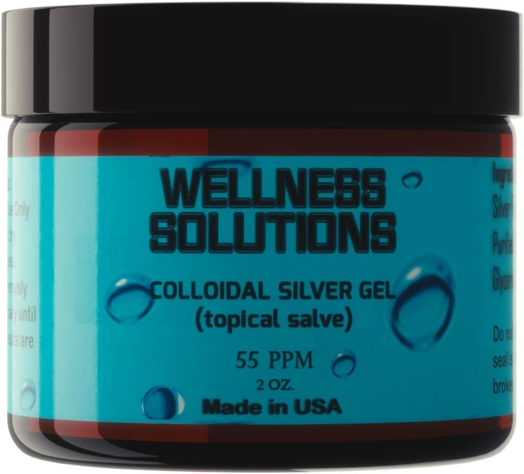 Gel d'argent colloïdal - Solutions de bien-être - Gel topique - Sans végan et sans gluten - 2 oz..-L8