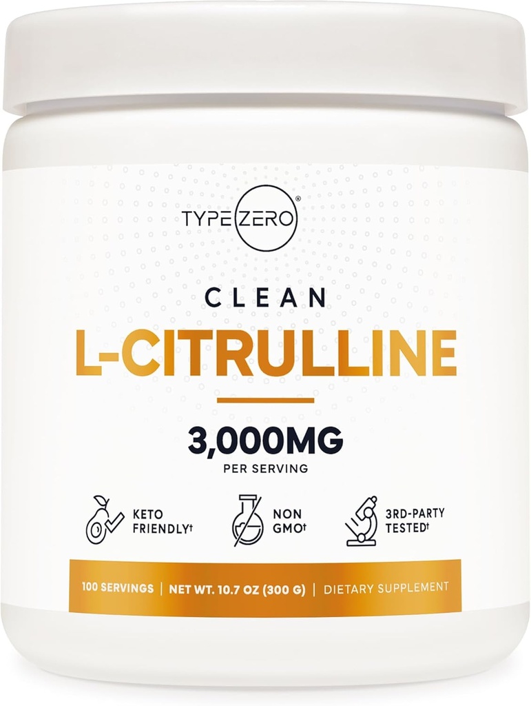 Type Zero L-Citrulline en poudre de base, 3000mg par portion - 100 portions