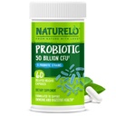 NATURELO Probiotiques pour la santé digestive - 50 milliards CFU, 11 souches Supplément quotidien - Boosts système immunitaire, libération retardée, 60 capsules végétariennes