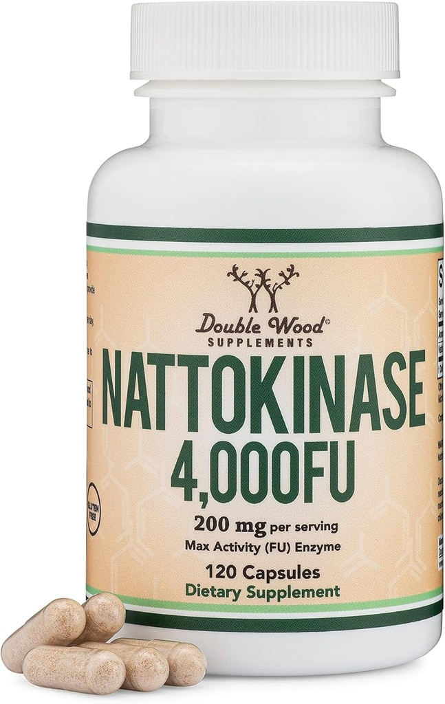 Supplément Nattokinase 4 000 FU Servants, 120 Capsules (dérivées de Natto japonais) Enzymes systémiques pour le soutien cardiovasculaire et circulatoire par Double Wood