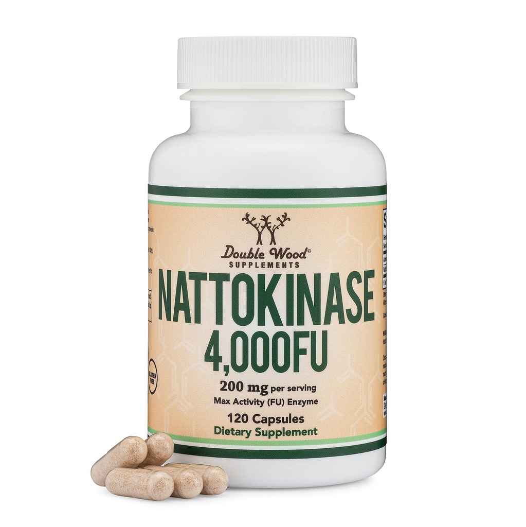 Supplément Nattokinase 4 000 FU Servants, 120 Capsules (dérivées de Natto japonais) Enzymes systémiques pour le soutien cardiovasculaire et circulatoire par Double Wood