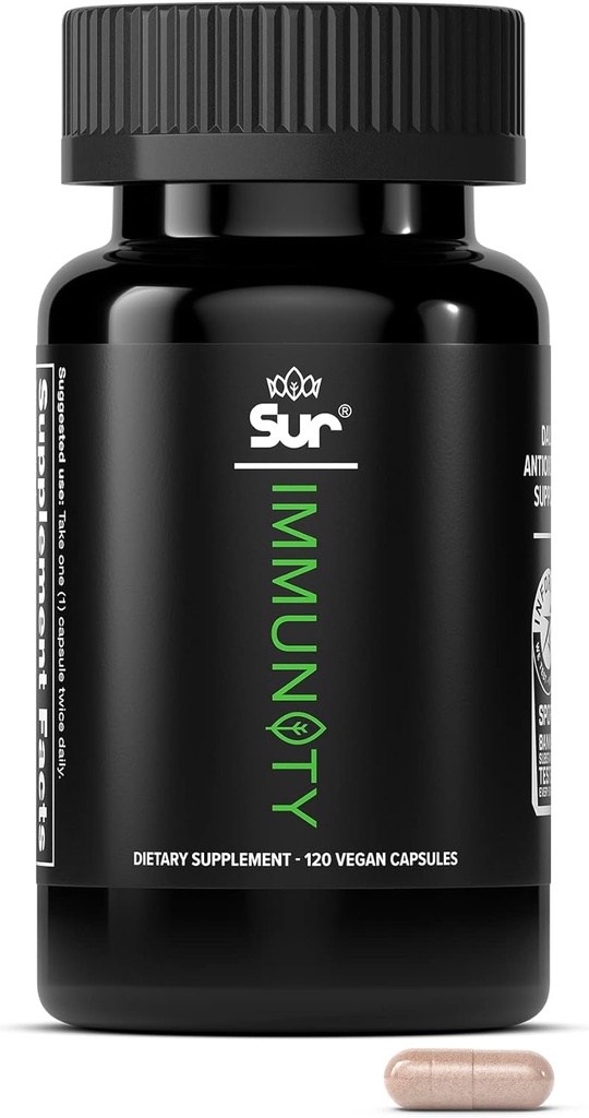 Supplément de soutien immunitaire sur Immune avec vitamine C, cerise d'acérola, extrait de thé curcuma et vert - Régime optimal de bien-être de la défense, mélange antioxydant et supplément de polyphénol végétalien (120 capsules)