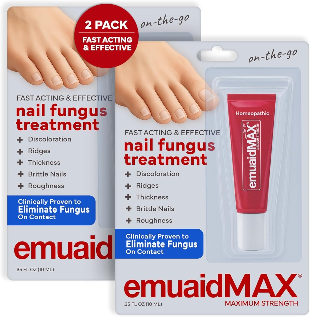 L'onguent de traitement des champignons d'ongle d'EMUAIDMAX – puissant traitement naturel des champignons d'ongles et d'ongles pour les infections fongiques résistantes, réduit les démangeaisons et les désagréments, la taille en marche, 0,35oz, 2 packs