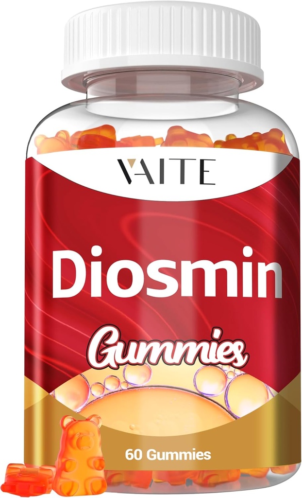 VAITE Diosmin 1000mg - Vein Support Supplements for Varicose Veins - Leg Health Supplement Formula Venous Optimizer, Citrus Bioflavonoids, Helps to Circulation for Legs, Chews Gummy, 60 Vegan Gummies