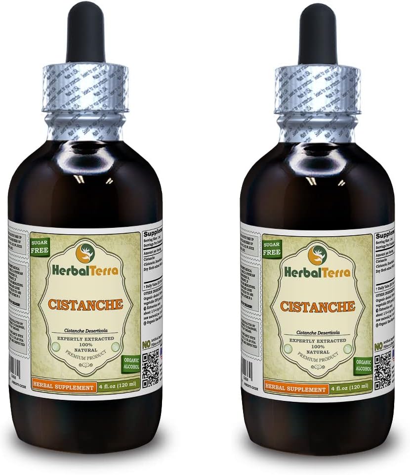 Cistanche (Cistanche Deserticola) Extrait liquide d'herbe séchée (Marque: HerbalTerra, Fièrement fabriqué aux États-Unis) 2x4 oz