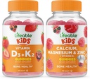 Vitamine vivante D3 + Vitamine K2 Enfants + Calcium Magnésium & Zinc Enfants, Gummies Bundle - Grande dégustation, supplément de vitamine, sans gluten, sans OGM, Gummy à croquer