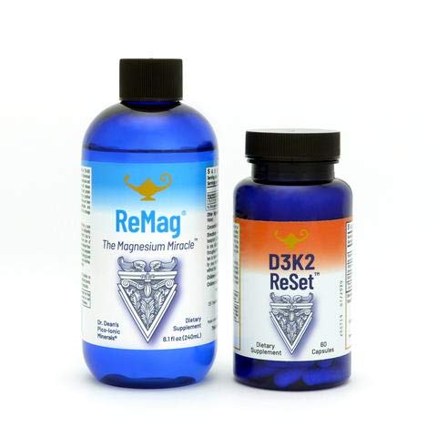 RnA ReSet ReMag & D3K2 Reset Bundle – Supplément de magnésium liquide (8.1 Fl Oz) et capsules de vitamine D3 + K2 (60 Nombre)
