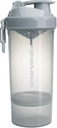 Smartshake O2GO ONE Plastic Protein Shaker Bottle 800 ml | 27 oz - Leakproof Screw-on Lid - BPA Free – Unisex - Mist Gray
