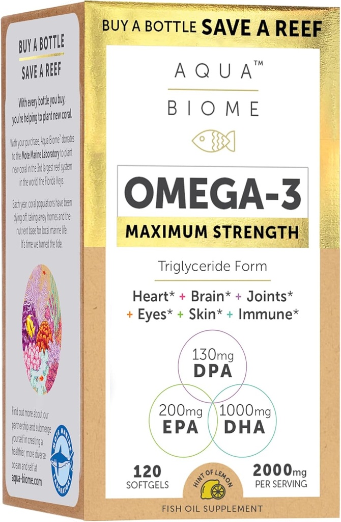 Enzymedica Maximum Strength High Potency Fish Oil, EPA DHA Omega 3 Supplement