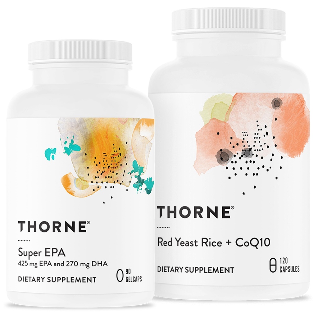 THORNE - Super EPA et Red Yeast Rice & CoQ10 Bundle - Soutient la santé cardiaque, articulaire, cérébrale et cutanée - 90 à 120 portions