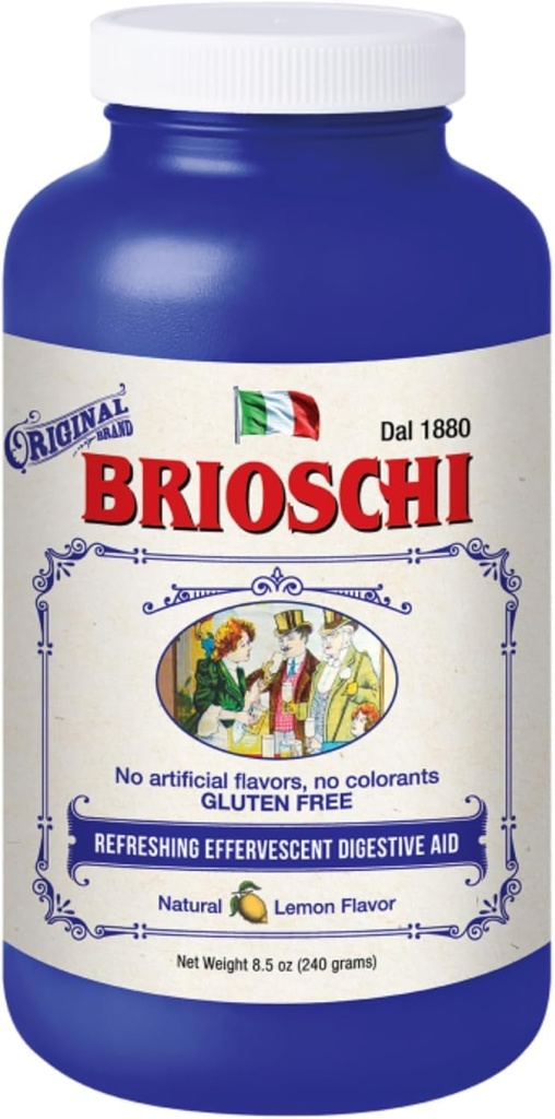 Brioschi Italien Lemon Aromatisé Effervescent Heartburn, Estomac relevé, Indigestion acide, bouteille de 8,5 oz