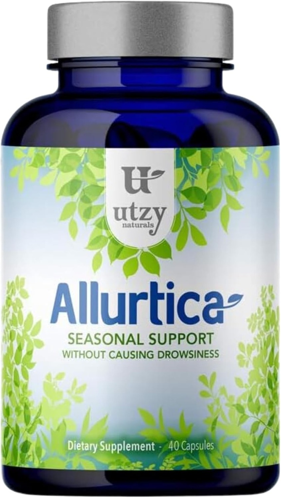 Utzy Naturals Allurtica.Sinus & Respiration Support Supplément avec Quercetin et Sting Nettle.Support saisonnier pour adultes et enfants.