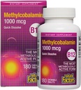 Facteurs naturels, vitamine B12 méthylcobalamine 1000 mcg, offre la forme la plus métaboliquement active de B12, comprimés à dissolution rapide