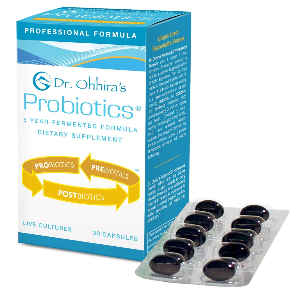 Dr OhhiraS Probiotiques Formule professionnelle avec les prébiotiques fermentés de 5 ans, les probiotiques actifs vivants et le seul produit avec les métabolites postbiotiques, 30 capsules