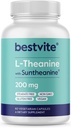 BESTVITE Double Strength Suntheanine L-Theanine 200mg – Breveté et cliniquement étudié – 60 Capsules Végétariennes – Vegan – Pas de Stéarates – Non OGM – Sans gluten – Soutien à la relaxation