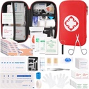 Mini trousse de premiers soins de voyage, trousse d'urgence avec fournitures de premiers soins 201PCS et sac compact étanche, trousse médicale de survie pour le bureau de voiture à domicile Camping Randonnée