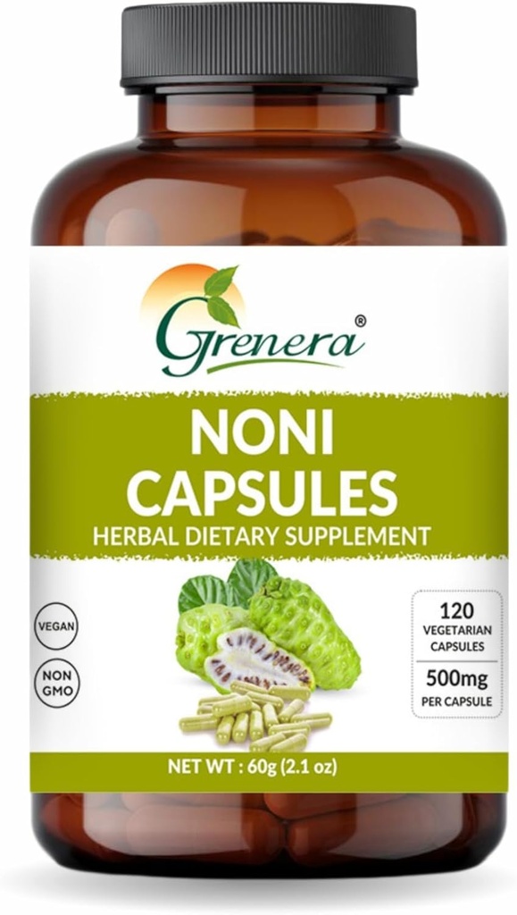 Grenera Noni Capsules de fruits 120 Count, sans OGM, sans gluten