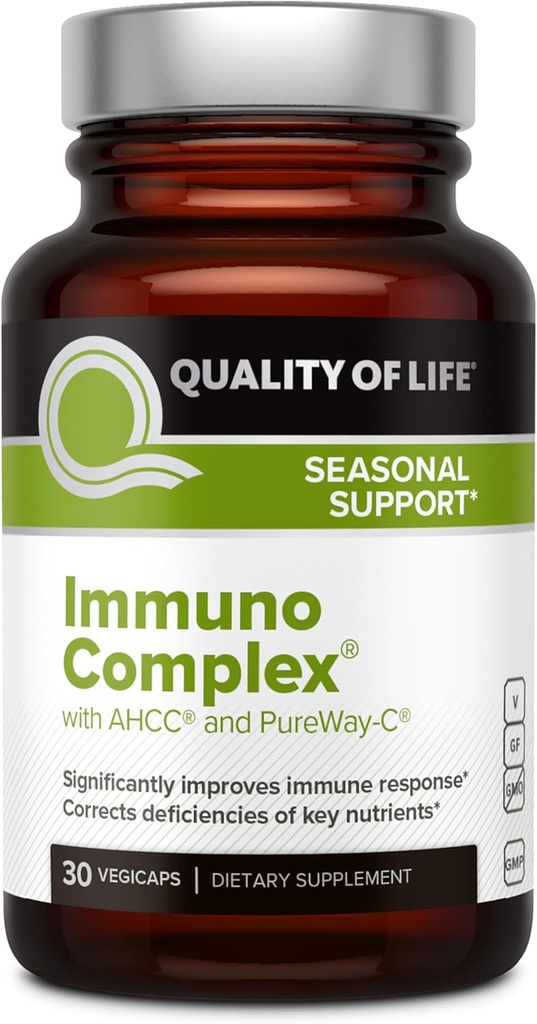Complexe Immuno Qualité de vie – Comprend extrait de champignons AHCC, vitamine C, vitamine D3, cuivre, zinc
