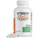Bronson Vitamine K2 (MK7) avec supplément D3 Formule non-OGM 5000 UI Vitamine D3 & 90 mcg K2 MK-7 Complexe D & K facile à avaler, 250 capsules