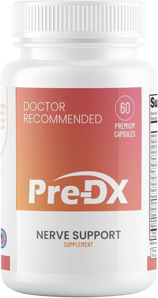 Supplément de support pré-DX Nerve - Multivitamine L-méthylfolate avancé avec complexe B/vitamine et plus pour l'amélioration de la résistance - Supplément L-méthylfolate testé de 3e partie - 60 capsules