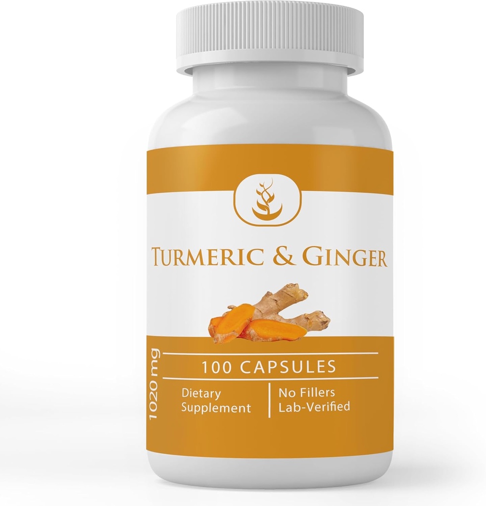 Ingrédients originaux purs Curcumine et gingembre curcuma, (100 capsules) Toujours purs, sans additifs ou remplisseurs, laboratoire vérifié (100 capsules)