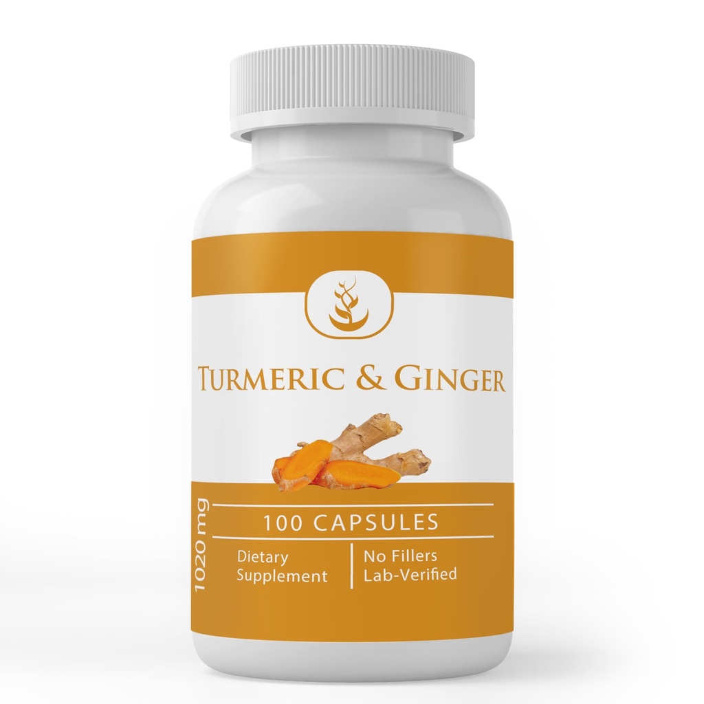 Ingrédients originaux purs Curcumine et gingembre curcuma, (100 capsules) Toujours purs, sans additifs ou remplisseurs, laboratoire vérifié (100 capsules)