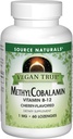Source Naturelles Vegan Méthyl Cobalamine, Vitamine B-12 supplément alimentaire aromatisé cerise, 1 Mg - 60 Lozenges