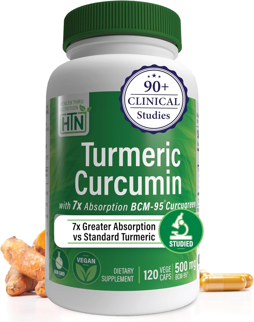 Santé Thru Nutrition Curcumine curcumin complexe 500mg Supplément de BCM-95 Curcugreen Études cliniques Certifié végétalien (paquet de 120)