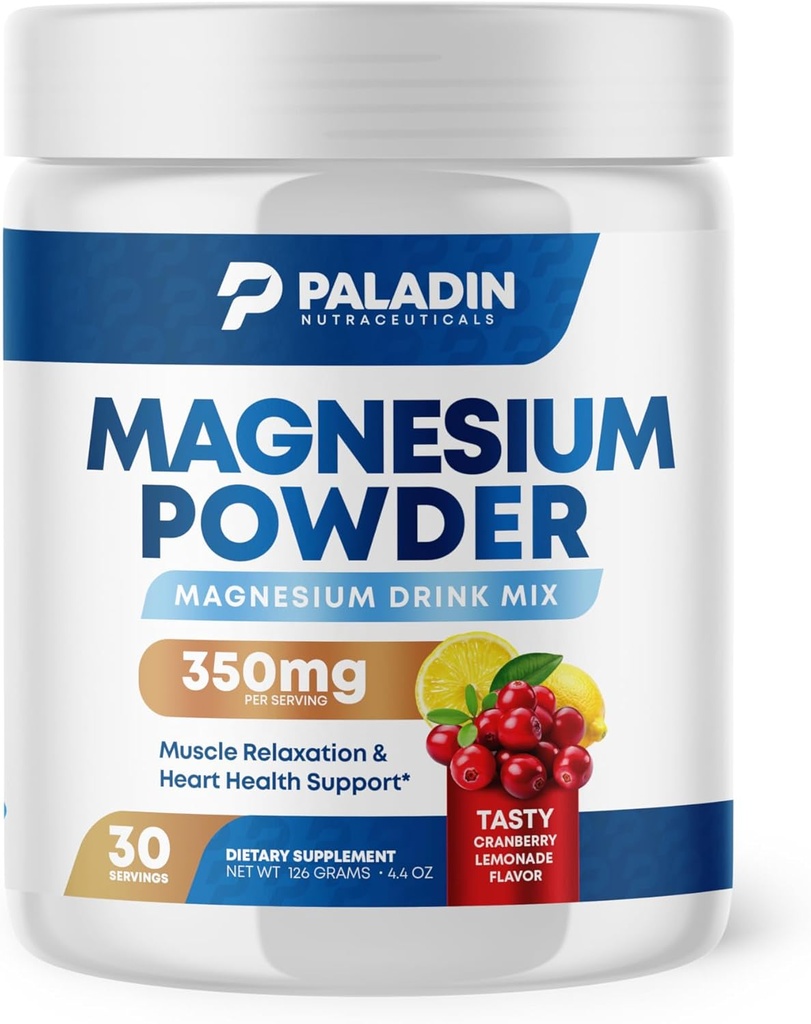 Poudre de magnésium - Mélange anti-stress pour le calme et la régularité - Supplément de citrate de magnésium - Relaxation, soutien musculaire et cardiaque - Cranberry Lemonade Saveur - 30 portions