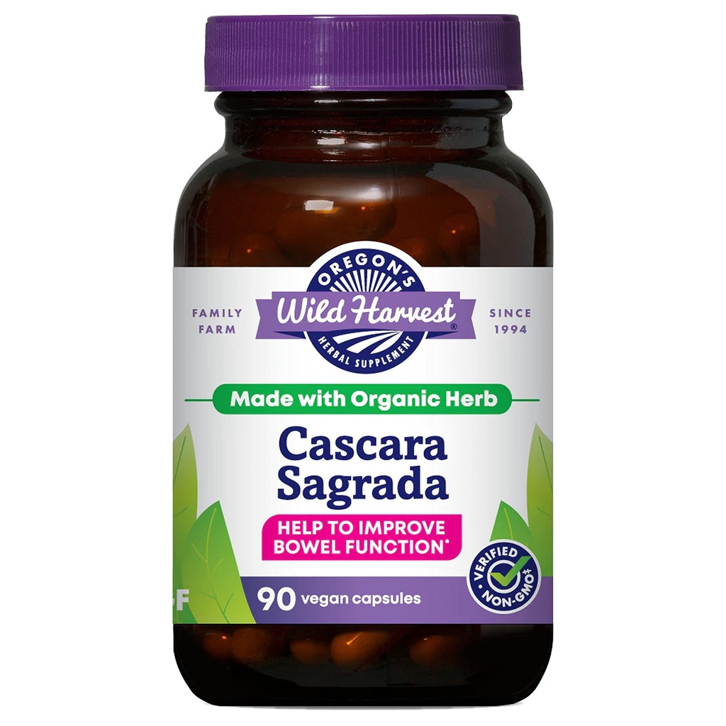 Capsules Cascara Sagrada Wild Harvest de l'Oregon - Laxatif naturel à base de plantes biologiques pour un soulagement de la constipation à court terme