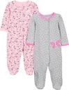 Simple Joys by Carter's Baby Girls' 2-Pack Coton Snap Footed Dormir et jouer
