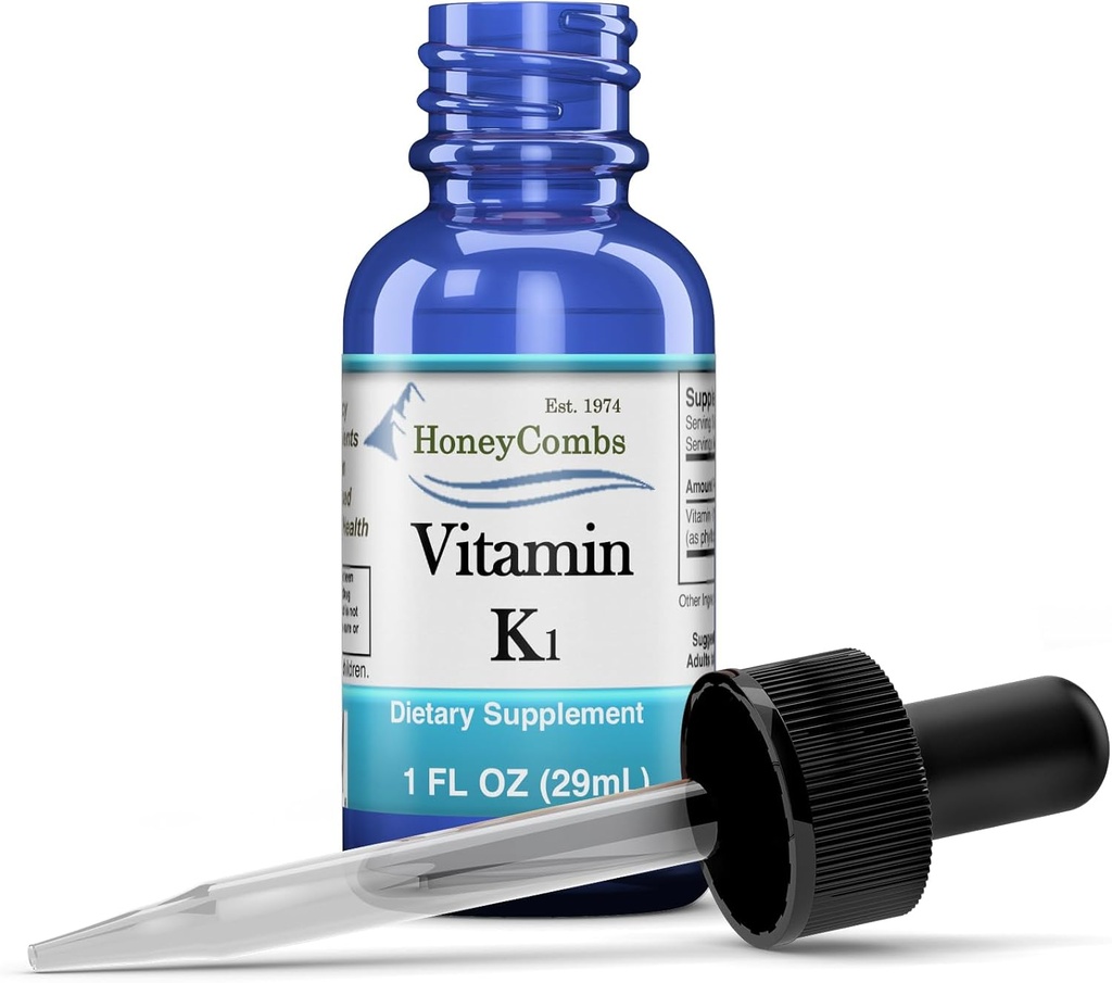Les gouttes liquides de vitamine K1 - Fabriqué aux États-Unis - Phylloquinone naturelle haute puissance pour les hommes, les femmes, les enfants et les nouveau-nés Great for Dark Undereye Circles - taille en vrac également disponible
