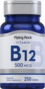 Piping Rock Vitamine B12.500 mcg.250 Comprimés Supplément pour les femmes et les hommes comme Cyanocobalamin.