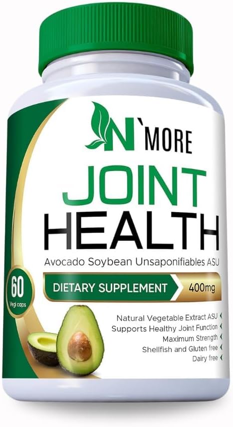 N'More Avocado Soybean Unsaponifiables Joint Health Supplement 400 mg, Non-GMO, Dairy, Gluten & Shellfish Free, 60 Day Supply, One Capsule Per Day