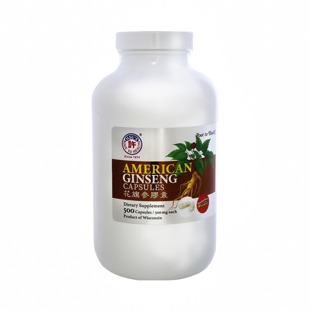 Hsu's SKU 1005 Capsules de ginseng américaines– Supplément de poudre de ginseng pour le Wisconsin-Grown Premium