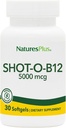 Natures Plus Shot-O-B12 (Cyanocobalamin) - 5000 mcg, 30 Softgels - Supplément B12 à haute puissance et à action rapide - Mémoire et booster d'énergie - Sans gluten - 30 portions
