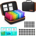 Monthly Pill Organizer 3 Times a Day,Pill Organizer 3 Times a Day with32 Days Sticker&4 Weeks Sticker&32 Daily Compartments, Hold Vitamins,Supplements and Medication.Odorless, Healthy Pill Box