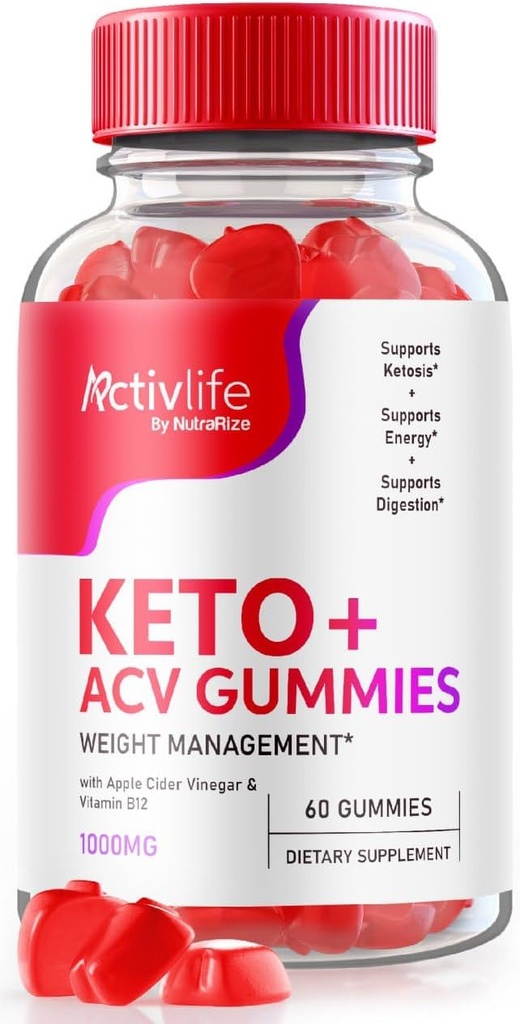 NutraRize ActivLife Keto+ACV Gummies Avancé Perte de poids, Effective Slimming Gummies 1000 MG, Gomitas Reviews, (60 Gummies)