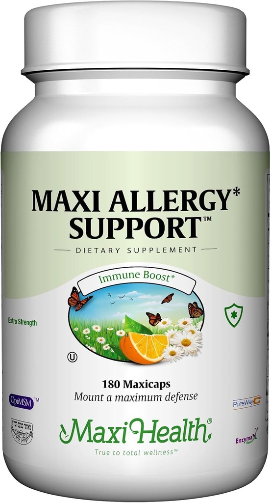 Maxi Health Allergy Support Vitamine C avec MSM Sinus & Nasal Health, 180 Compte