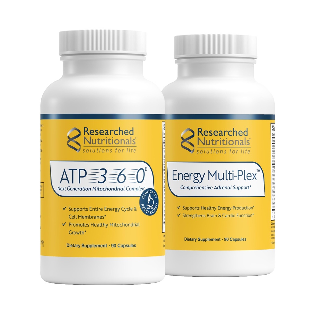 Recherche Nutritionnels Hommes & Femmes Vitamines pour le support énergétique - Duo d'énergie optimisé - Support adrénal et compléments mitochondriaux pour promouvoir l'énergie cellulaire optimale - ATP 360 & Energy Multi-Plex