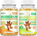 Gommies de magnésium pour enfants - Supplément de magnésium glyciné avec L-Theanine, vitamine B6, D3 pour adultes et enfants, Magnésium calme pour le sommeil, relaxation, cerveau, os, orange et ananas