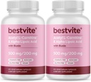 BESTVITE acétyl L-Carnitine 500mg et acide lipoïque alpha 200mg par gélule avec biotine (240 capsules végétariennes) (120 x 2) - Pas de stéarates - Vegan - Non OGM - Sans gluten