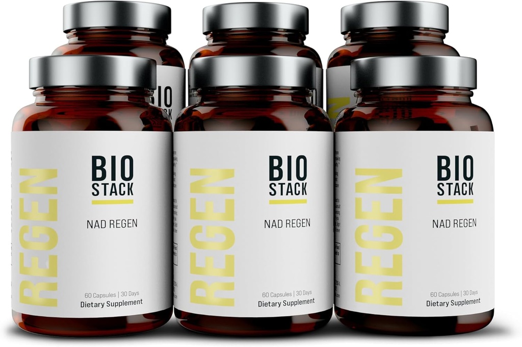 BIOSTACK NAD Regen - Advanced NAD+ Supplément avec NAD3, Yüth Spermidine, Resveratrol, Niacinamide , NMNH Alternative , anti-vieillissement, longévité et santé cellulaire, complexe de vitamine B3 (360 capsules)
