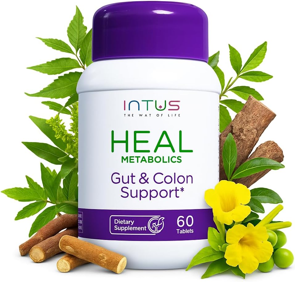 Intus Heal Colon Cleanse et Gut Health Supplément pour les femmes – Ayurvedic Detox Cleanse pour la santé digestive – Gut Detox Cleanse & Body Detox pour les femmes – 60 comprimés