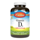 Carlson - Vitamine D3, 1000 UI (25 mcg), Santé des os, Santé des muscles, Cholecalciferol, Suppléments de vitamine D, Gels souples de vitamine D3, 360 Softgels